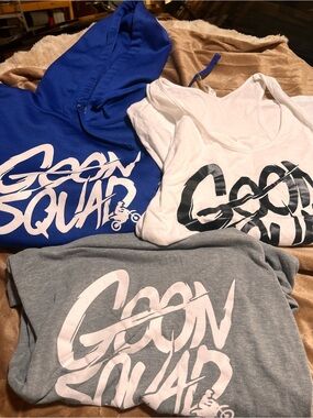 Goon Squad' Graphic Tee & Hoodie Pack - Blue, White, Gray